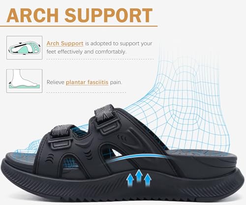 Image of ONCAI Womens Orthotic Sandals Ladies Recovery Walking Slides Arch Support Plantar Fasciitis Comfort Orthopedic Soft Cushion Summer Adjustable Sandalias Size 6-12