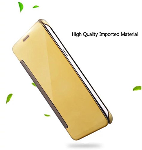 Shinetop Galaxy Note 5 Case, Luxury Smart Clear View Window Electroplate Plating Pc Mirror Flip Case Cover Ultra Slim Thin 360 Degree Full Body Protective Case For Samsung Galaxy Note 5 - Gold #TOP5