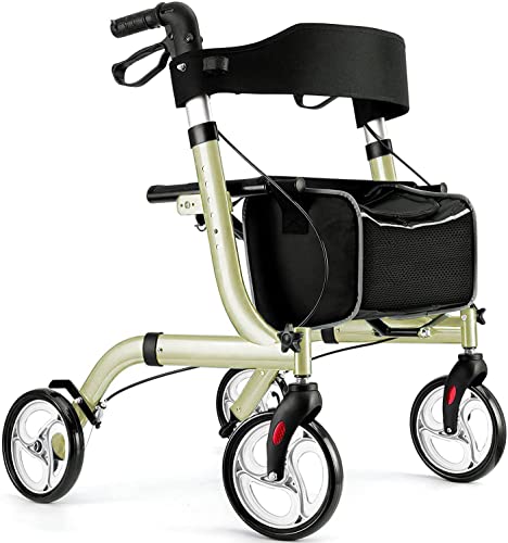 Winlove Rollator Walker for Seniors-Folding,with Seat and Four 8-inch Wheels-Medical Rollator Walker...
