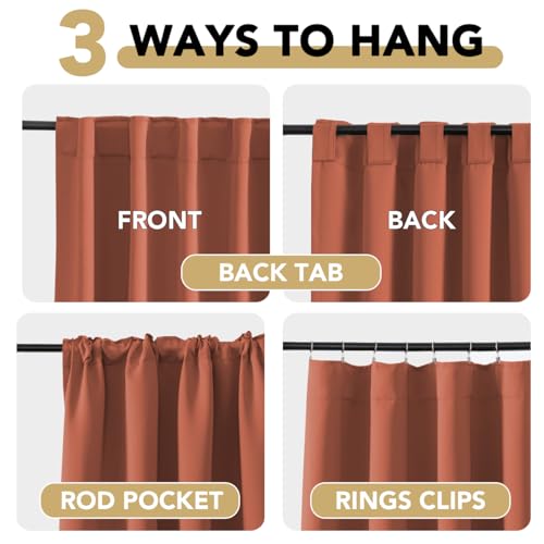 Image of H.VERSAILTEX Blackout Curtains Thermal Insulated Window Treatment Panels Room Darkening Blackout Drapes for Living Room Back Tab /Rod Pocket Bedroom Draperies, 52 x 45 Inch, Orange, 2 Panels