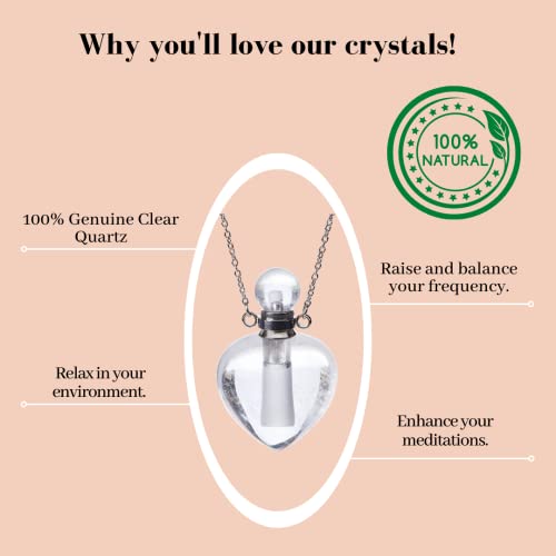 Stemma Crystal Clear Quartz Necklace Aromatherapy Necklace| 100% Gemstone Necklace With Lavender Oil Essential Oil Necklaces For Women For Better Sleep, Stress Relief #TOP3