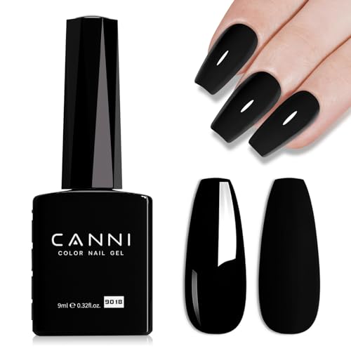 Canni Black Gel Nail Polish - Dark Black Color, High Gloss Finish...
