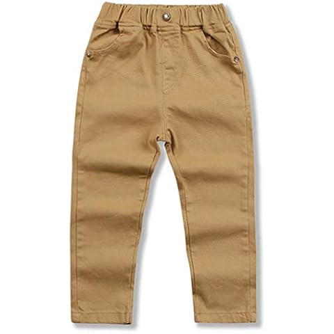 BINIDUCKLING Boy's Chino Pants with Elastic Waist Cover