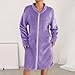 Women Flannel Zipper Robe Soft Cozy Long Sleeve Fall Winter Nightgown Warm Solid Color Housecoat Fashion Loungewear S-XL Purple