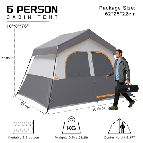 Carpa para camping HG para 6 personas color gris miniatura 2