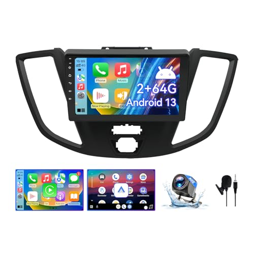 ZHNN Android 13 Car Radio Compatible with Ford Transit 2015-2018, Car Stereo with Wireless CarPlay Android Auto, 2+64G, 9 Inch Touchscreen, Mirrorlink/GPS Navigation/Backup Camera/WiFi/FM