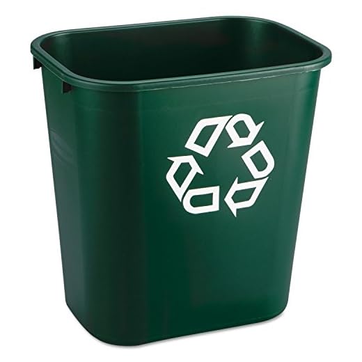 Rubbermaid Commercial RCP 2956-06 GRE Deskside Paper Recycling Container, Rectangular, Plastic, 7 gal, Green