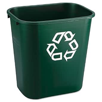 Rubbermaid Commercial Deskside Paper Recycling Container, 7 Gallon, Green