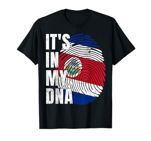 It's in My DNA Bandera de Costa Rica Huella Digital Herencia Hispano Camiseta