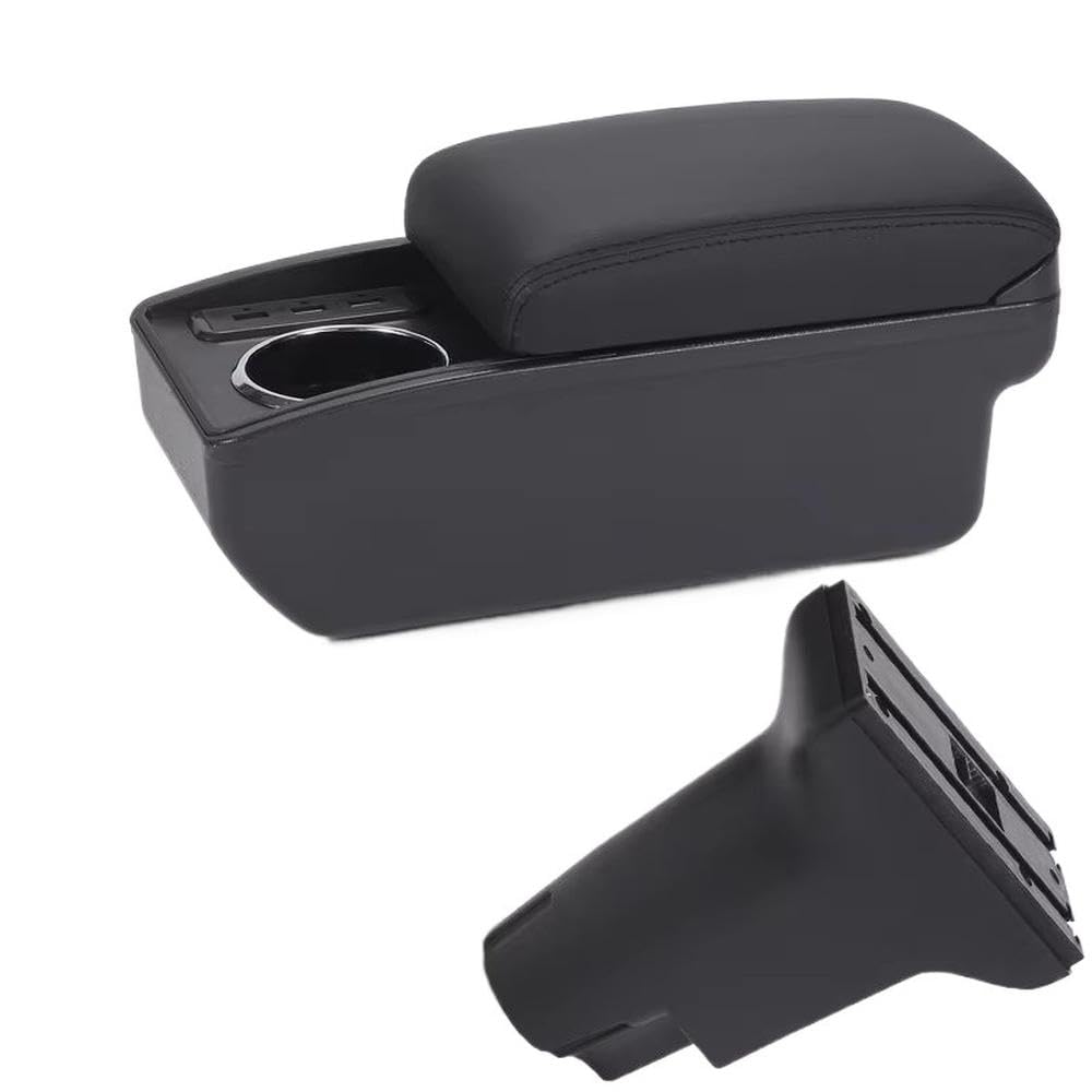 FSOZDBBPL For Fiat 500 2012-2025 Car Armrest Box Auto Storage Box Retrofit Parts Interior Parts(B2 Black line 6USB)