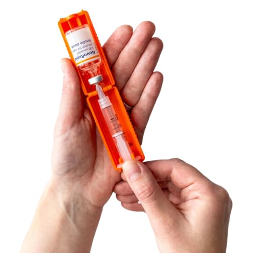 Omnipod T1me Vial Syringe Insulin Filling Support Insulin transfer device for Type 1 Type 2 diabetes Bottle Protector Case Vial Holder (orange)