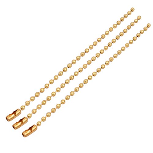 Aexit 3Pcs 2.4mm Lighting fixtures and controls Diameter Copper Beaded Connector Ball Key Chain Gold Tone 10cm Length