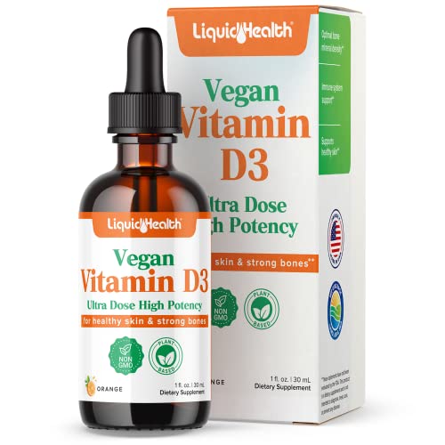 LIQUIDHEALTH Liquid Vitamin D3 5000 IU, Vitamin D Liquid Drops, Adults & Kids, D3 Vitamin D Drops, for Immune Support, Bone Health, Mood Support - 1 Oz