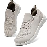 HKR Sneaker Damen Turnschuhe Atmungsaktiv Sportschuhe Laufschuhe Schlupfschuhe Leichte Slip on Sneakers Sommer Schuhe Taupe 39 EU