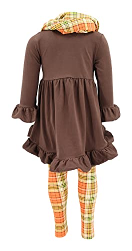 Image of Unique Baby Girls Kids Toddler 3pc Outfit Set Long Sleeve Cotton Blend Tunic Top Leggings and Scarf