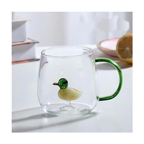 ガラスコップ マグカップ コーヒーカップ 3D立体 動物 植物 果物 400ml 大容量 14種類 取っ手付き 電子レンジ対応 オーブン対応 直火可能 ミルクカップ ティーカップ 透明感 インスタ映え 耐熱 耐冷 洗いやすい オフィス ティータイム 朝食