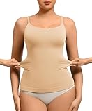 FeelinGirl Compression Tank Tops for Women Seamless Camisole Shapewear Tank Tops for Women Tummy Control Cami Ivory L