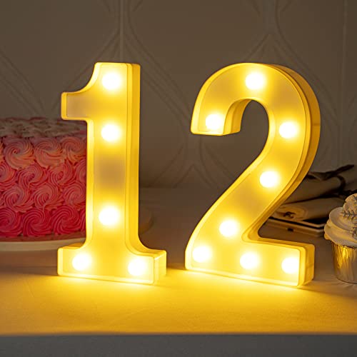 Image of Restaurantware Illumify 7.1 x 1.2 x 8.7 Inch Light Up Number 1 Durable Marquee LED Light - Number 1 Touchproof White Plastic Party Light Keyhole Slot For Parties Weddings Or Special Events