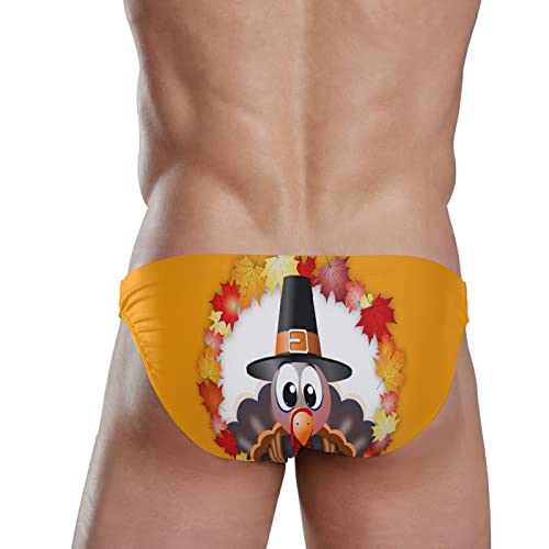 Oyihfvs Thanksgiving Turkey Fall Leaves Orange Sexy Men Swim Brief Trunks Beach Bikini for Men, Swim Underwear Low Waist Quick Dry Swimwear Thong Swimsuit Boxer Shorts(XL)3