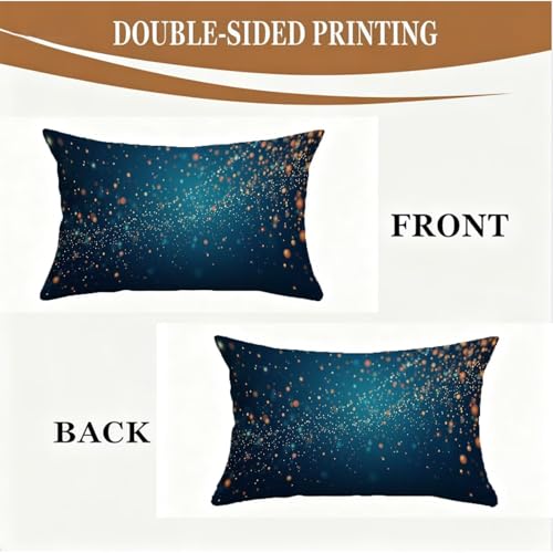 Housse coussin 70x90cm design géométrique bleu lin premium - 6
