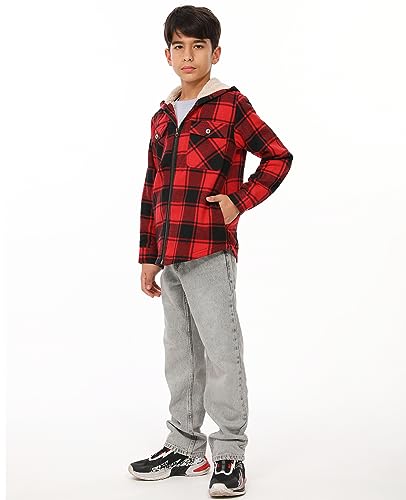 Image of ZENTHACE Boys Sherpa Fleece Lined Flannel Jacket