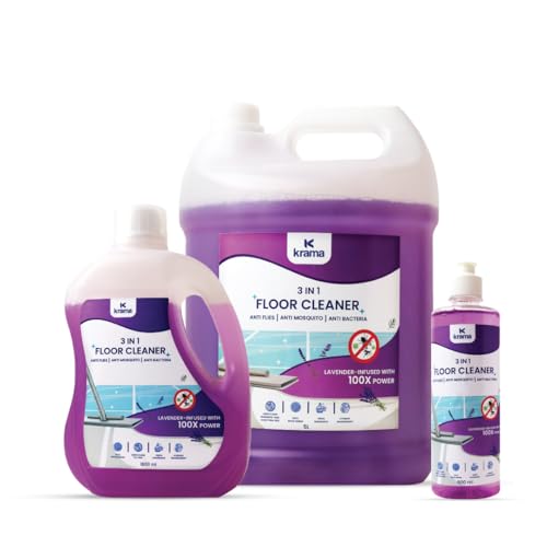 Image of Krama 3 in 1 Anti Flies, Anti Mosquito & Anti Bacteria Disinfectant Floor Cleaner 20Ltr Pack | Lavender Infused | Eco-Friendly, Biodegradable & Paraben Free Germs Protection Floor Cleaner Big Pack
