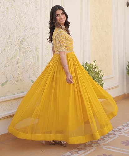 Image of Fashion Basket Georgette Embroidered Anarkali Gown for Women