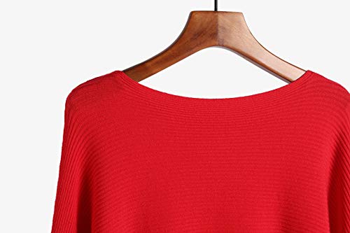 Image of EDSTAR Women Dolman Batwing Sleeves Knitted Sweaters Winter Boat Neck Pullovers Tops