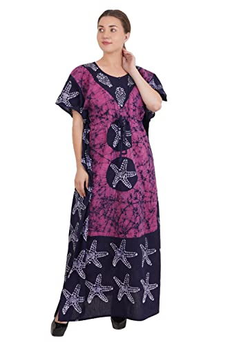 Image of Onekbhalo Women's Cotton Floral Kaftan Nighty Maxi Gown (OK Free Size)