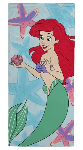 Jay Franco Serviette Enfant Disney La Petite Sirène Princesse Ariel - pour Le Bain, la Plage et la Piscine - 100% Coton, 71 x 147 cm - Serviette de Plage...