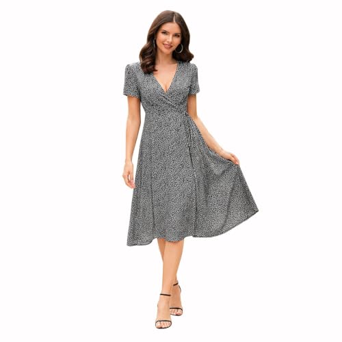 Robe imprimée tempérament coupe ajustée et grand volume trapèze