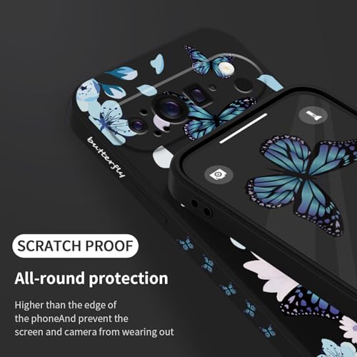 Coque Google Pixel 9 Pro silicone LEECG fine papillon aurore noir - 7