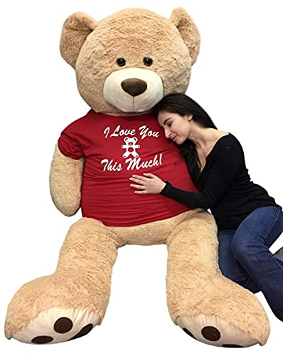 Big Plush Giant 6 Ft Teddy Bear Soft, Tshirt Says I Love You This Much, Weighs 22 Pounds #TOP5