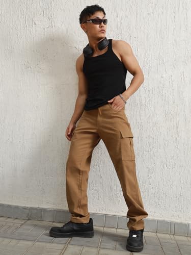 Image of Hubberholme Men Smart Casual Summer Cotton Loose Fit Mid-Rise Trousers 65