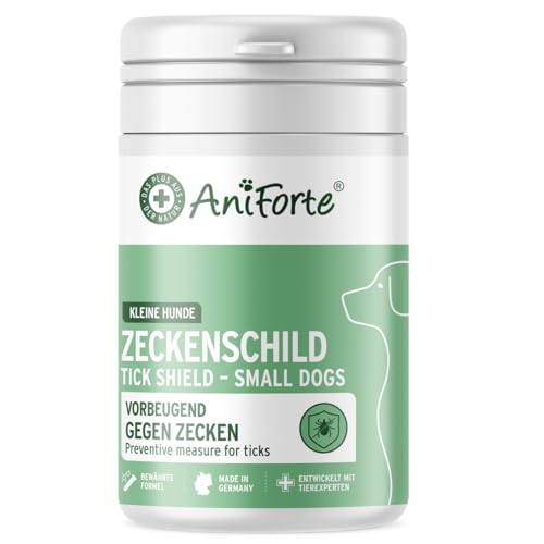 AniForte Zeckenschild für Hunde bis 10 kg 60 Kapseln – Zeckenschutz Hund, unterstützt den Schutz gegen Zecken, natürlich & effektiv für Junior, Adult & Senior geeignet