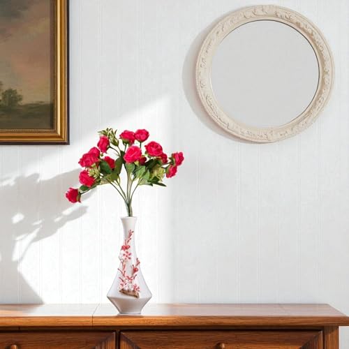 Image of Garden Art Artificial Small Rose Flower Bunch (Pack of 1) | 5 Heads with 15 Flowers & Buds, 35 cm Faux Rose Bouquet for Home Decor, Wedding & Table Decoration (Rose Pink)