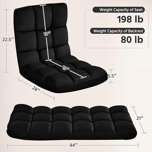 Image of Yaheetech Adjustable Floor Chair with Back Support, Foldable Thick Padded Seat for Meditation&Gaming on Floor, Space Saving Lazy Lounger for Bedroom Dorm, Black