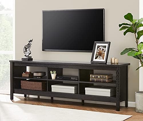 WAMPAT Classic TV Stand for TVs up to 75 Inches, Black Entertainment Center for 65+ inch TV Console Table with 6 Storage Cubby for Living Room Bedroom, 70 Inch