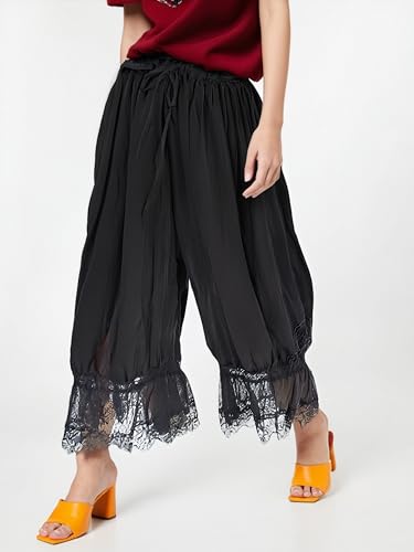 Image of Women Lace Long Bloomers Pants Elastic Waist Y2k Ruffle Pettipants Slip Cute Pantaloons Pumpkin Pants