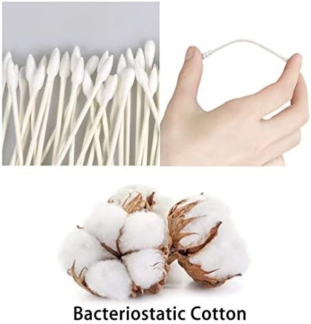 800pcs Cotton Swabs, Double Tipped Cotton Buds with Paper Stick, 4 Packs of 200 Pieces, Spiral +Pointed Shape