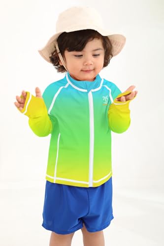 Image of BesserBay Baby Toddler Kids Rashguard Top UPF 50+ Long Sleeve Swim Shirt Zip Up Thumb Holes UV Jacket 12 Months-6 Years
