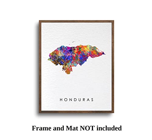Dignovel Studios 8X10 Unframed Honduras Map Watercolor Art Print Map Motherland Country Caribbean Sea Central America Illustrations Art Print Wall Wedding Poster Housewarming Wall Décor Dn746 #TOP4