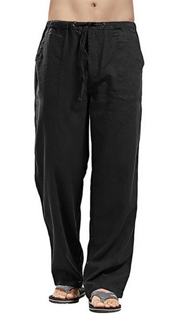 Cegerne Pantaloni di Lino da Uomo Pantaloni Estivi Lunghi Leggeri Medievale vestibilità Ampia Casual Pantaloni Casual Spiaggia