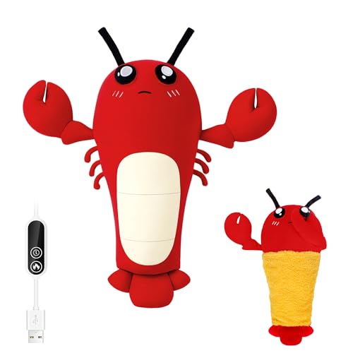 Lobster Heating Pad Plush USB Powered Electric Heated Stuffed Animal Cute Lobster Plush with 3 Heat Levels & Timer Soft Warm Ocean Animal Cushion Gift for Women Teen Girls