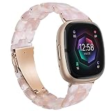 Wongeto Resin Bands Compatible with Fitbit Versa 4/Versa 3/Sense 2/Sense Women Men, Elegant Replacem