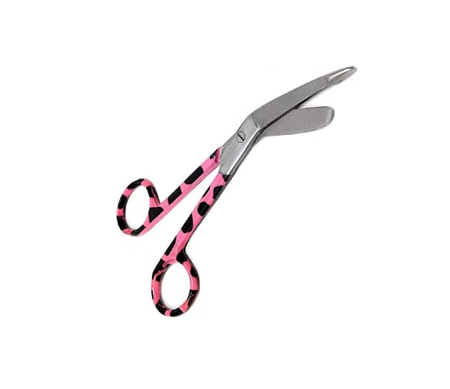 Panther Surgical Pink Stainless Steel 5.5'' Stoma Heavy Duty Trauma Shears Multi Colored Student Nursing Utility Tough Cut First Aid Lister Bandage Scissors Small All Purpose Scissors (Pink)