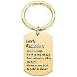 MIXJOY Little Reminders Keychain, Mental Health Gift, You Are Enough Keyring, Positive Thinking Reminder Daily Affirmation Inspiration Uplifting Quotes, Self Love, Gold