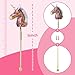 HollyHOME Sequin Unicorn Stick Horse Handcrafted Hobby Horse on a Stick with Wood Wheels Real Pony Neighing and Galloping Sounds Plush Unicorn Toy Pink 36 Inches(AA Batteries Required)