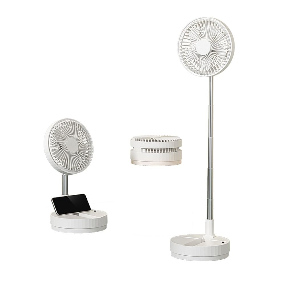 wonderlamp - Ventilador de Mesa Plegable Bensa, Altura Regulable 38–80 cm, Oscilante, 4 Velocidades, Mando a Distancia y Batería Recargable, Ventilador Portátil para Hogar