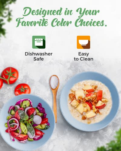 Greendish Wheat Straw Bowls Set, 4 Large Unbreakable Cereal Bowls, Microwave Safe Bowls For Kitchen - Dishwasher Safe Reusable Big Bowls For Eating Soup, Oatmeal - Microwavable Deep Bowls For Families #TOP5